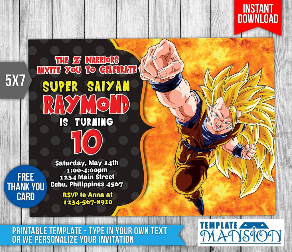 Dragon Ball Z Invitation Birthday Invitation PSD By Templatemansion 