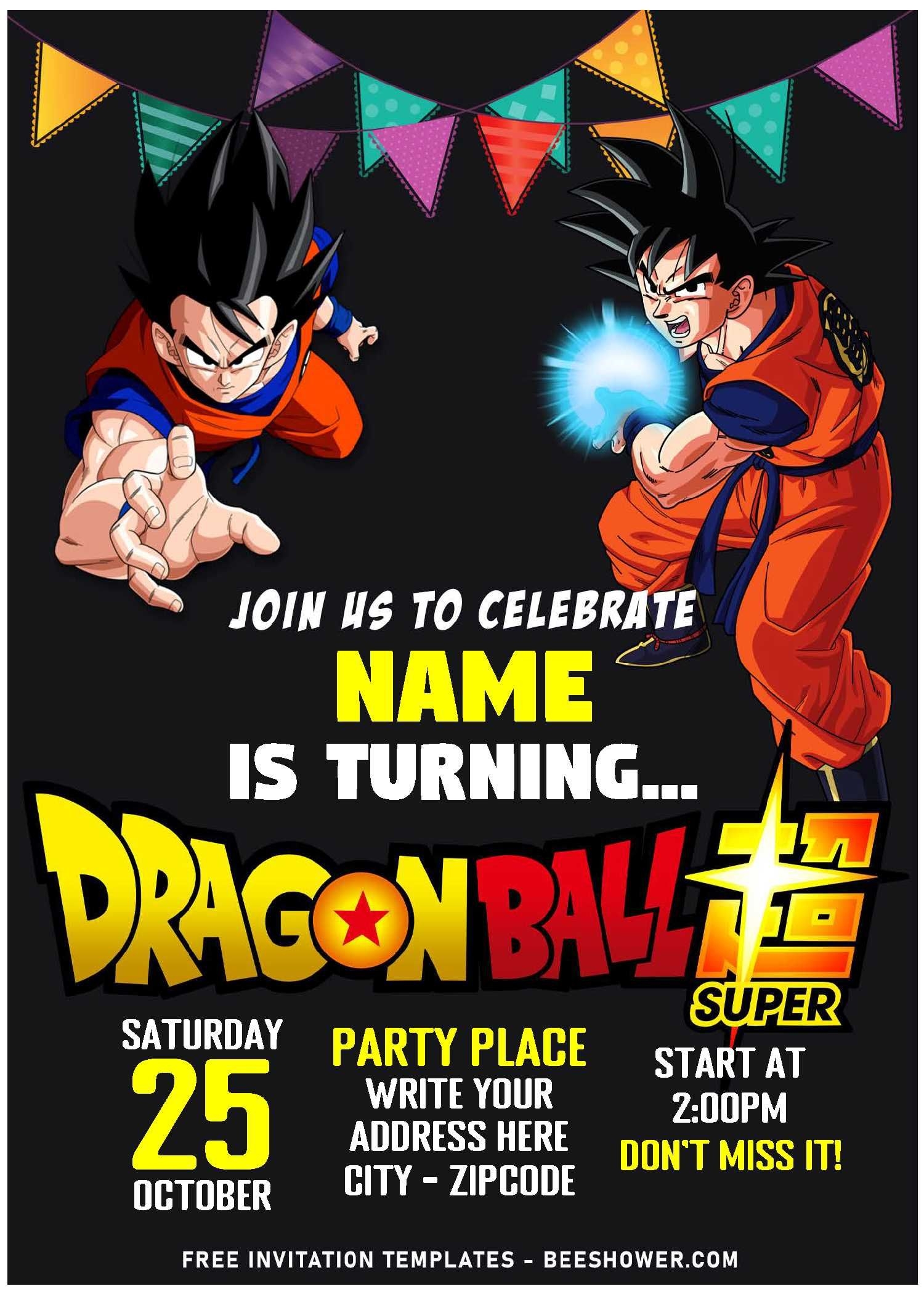 free dragon ball z invitation template
