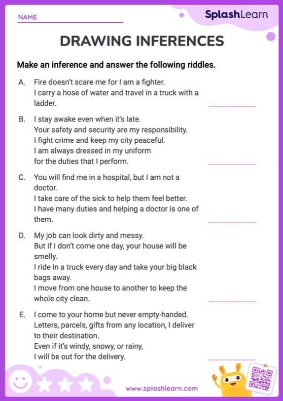 Drawing Inferences ELA Worksheets SplashLearn Worksheets Library