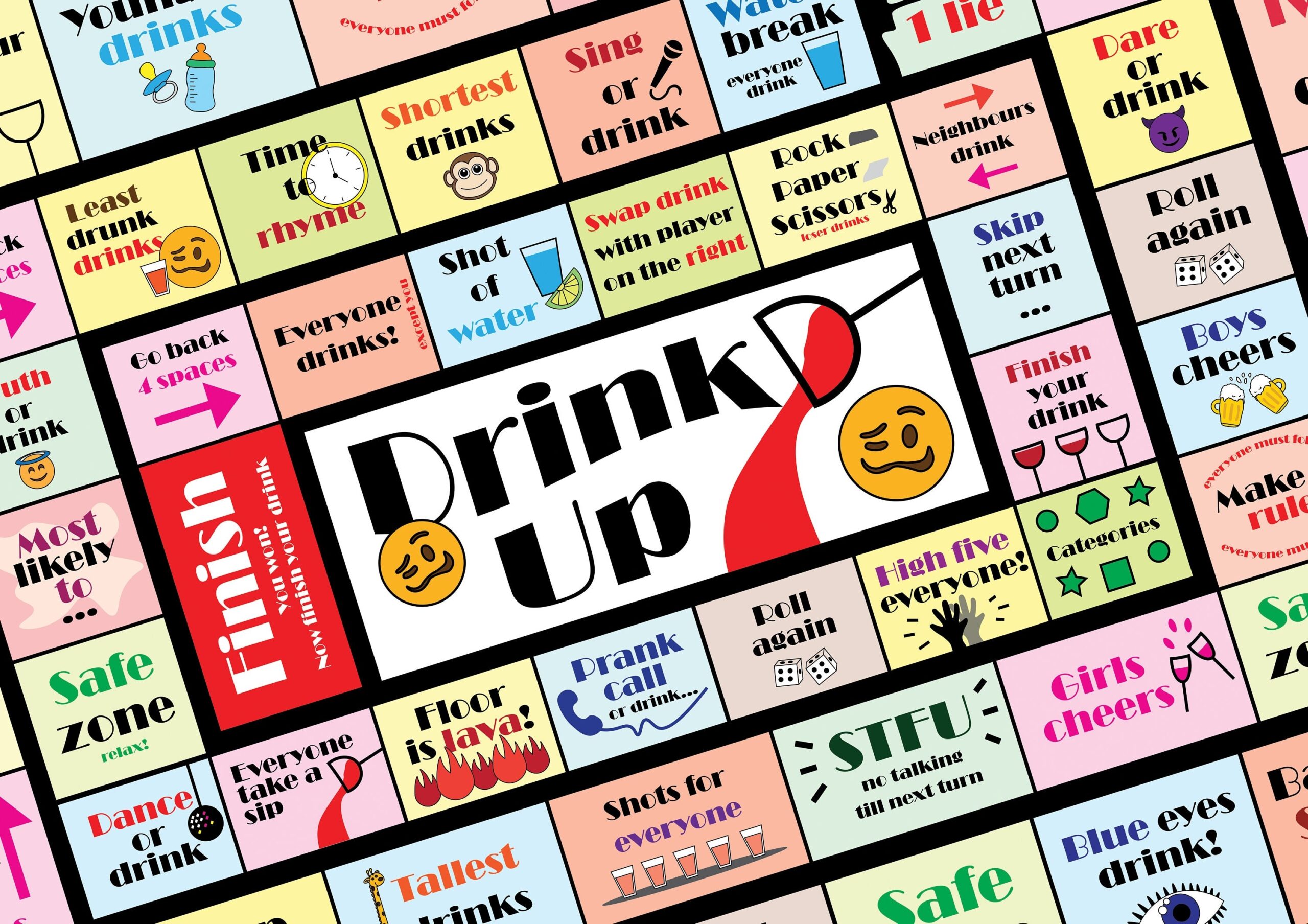 Drinking Board Game Printable Drinking Board Game Black Out Drinking 