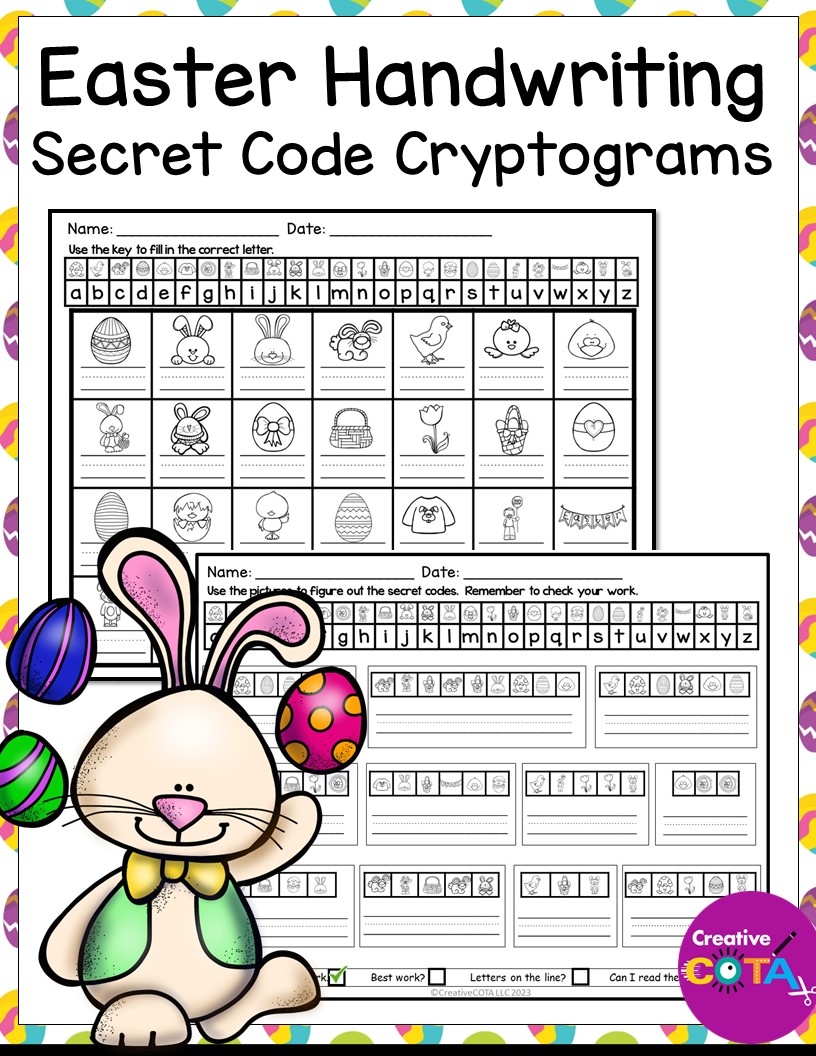 Easter Handwriting Secret Code Worksheets And Cryptogram 