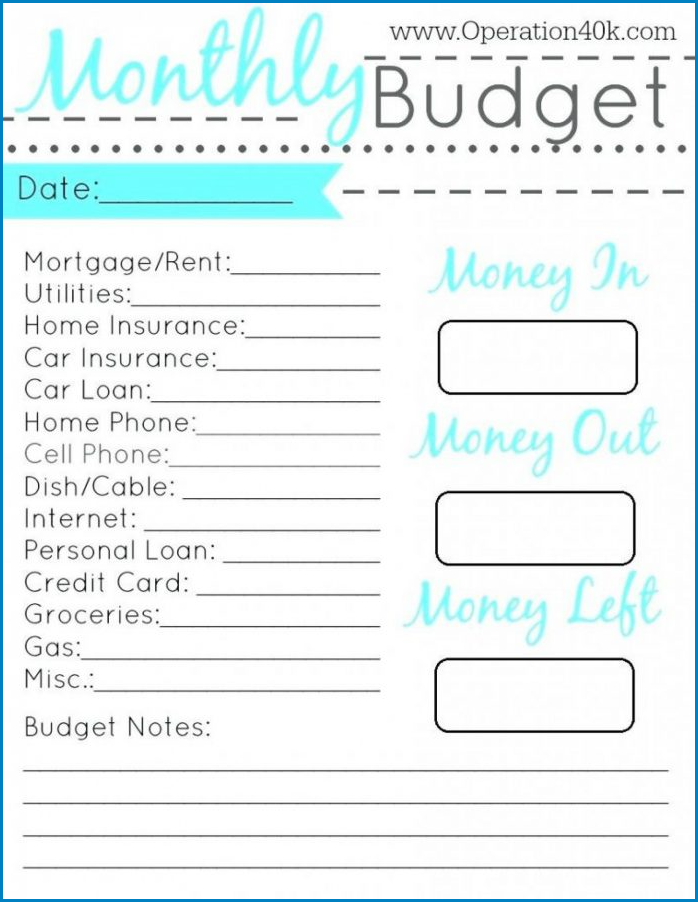 Easy Printable Budget Worksheet Ezydast