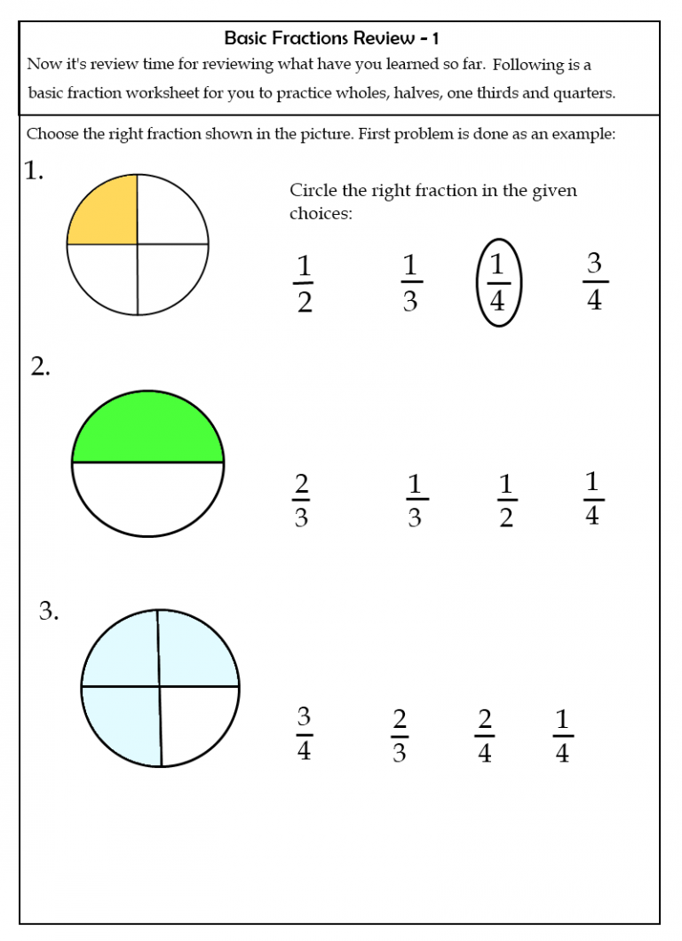 easy fraction worksheets