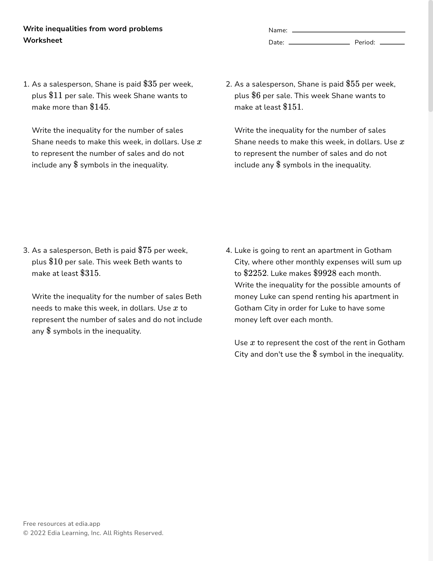 Edia Free Math Homework In Minutes Worksheets Library