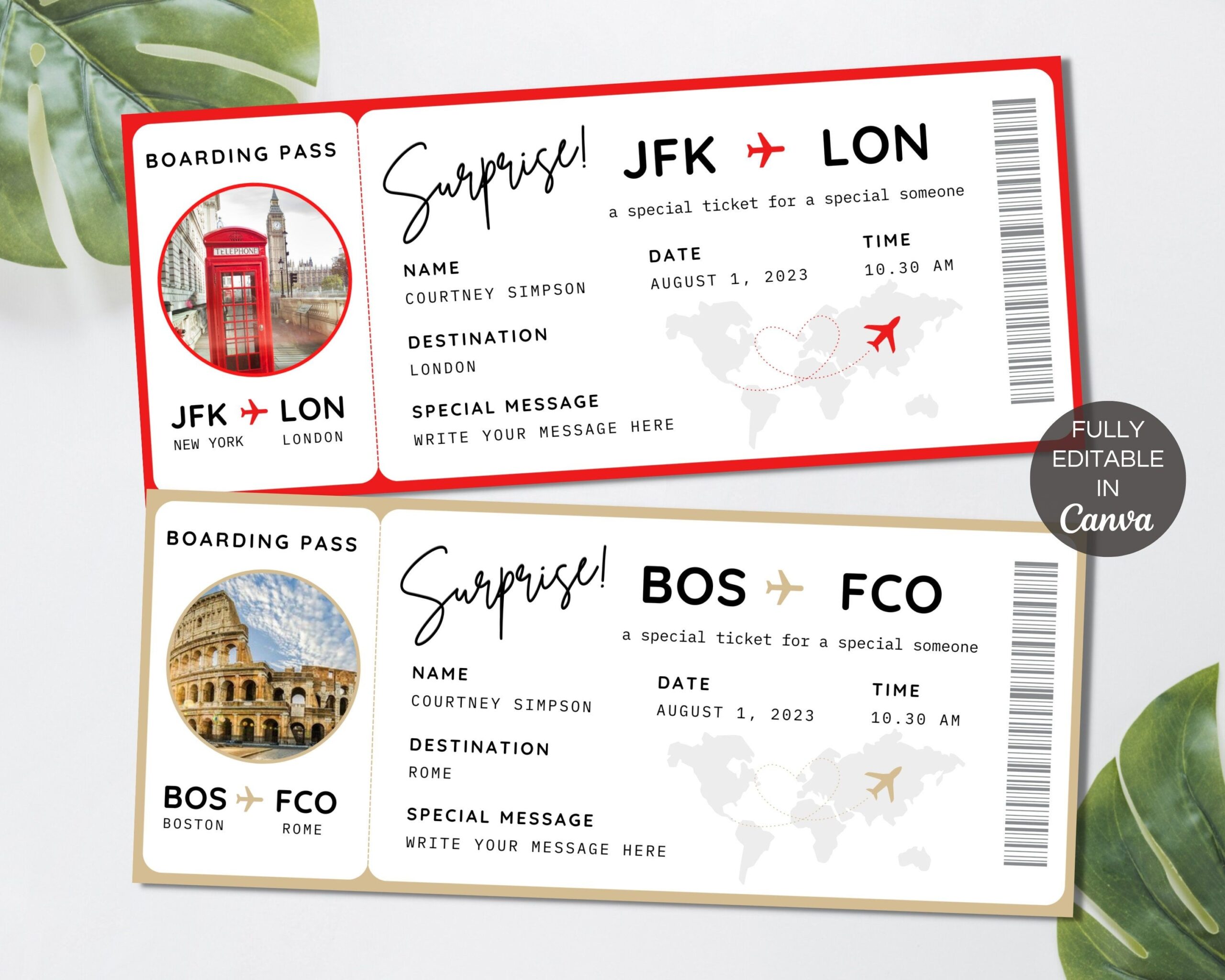 Editable Boarding Pass Template Airline Ticket Canva Etsy Boarding