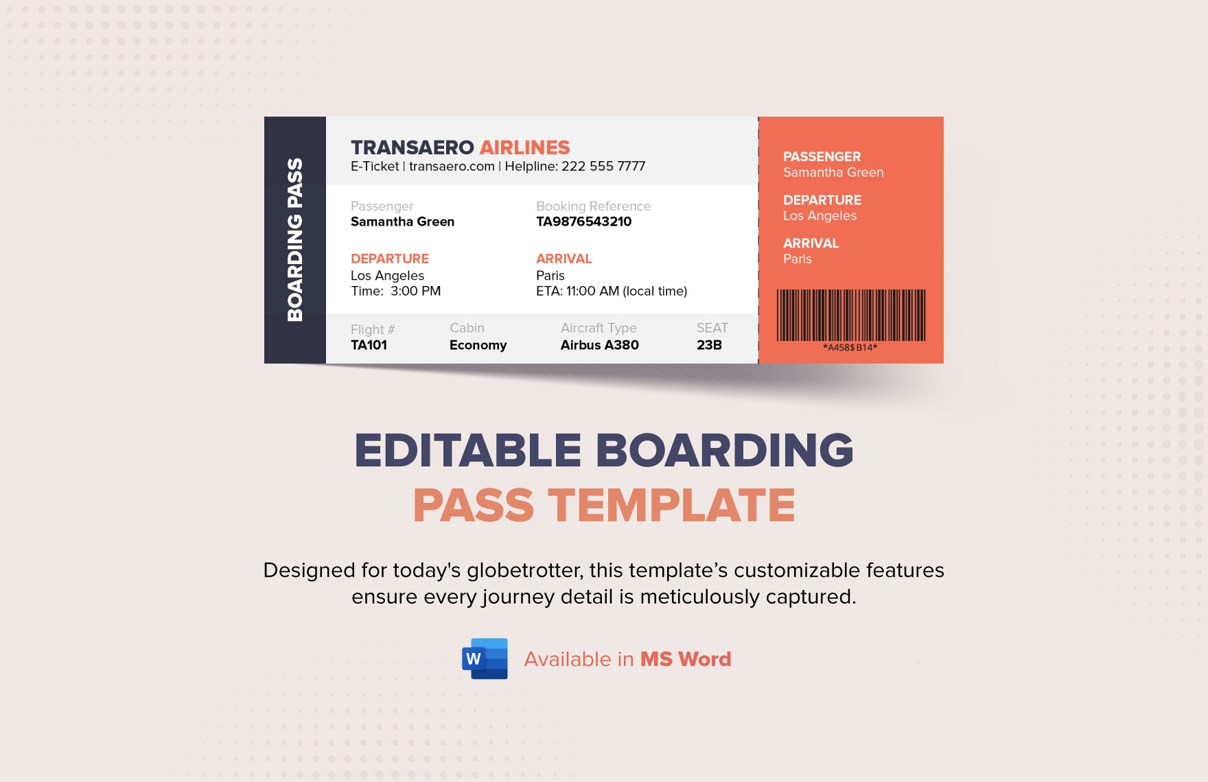 Editable Boarding Pass Template In Word Download Template