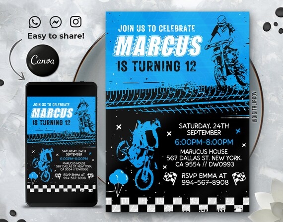 free dirt bike invitation template