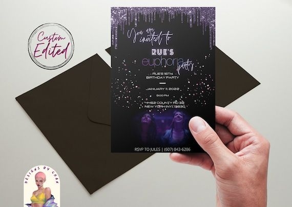 Editable Euphoria Party Invitation Template Digital And Etsy Party