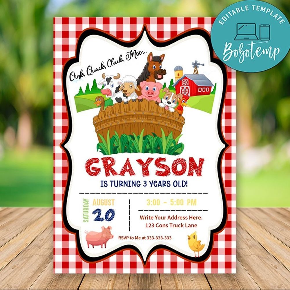 farm party invitation template