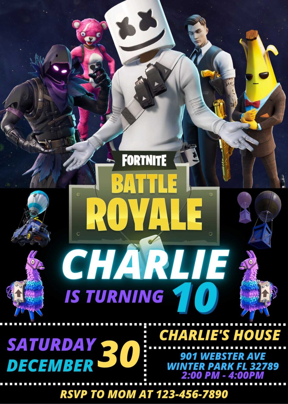 fortnite birthday invite template free