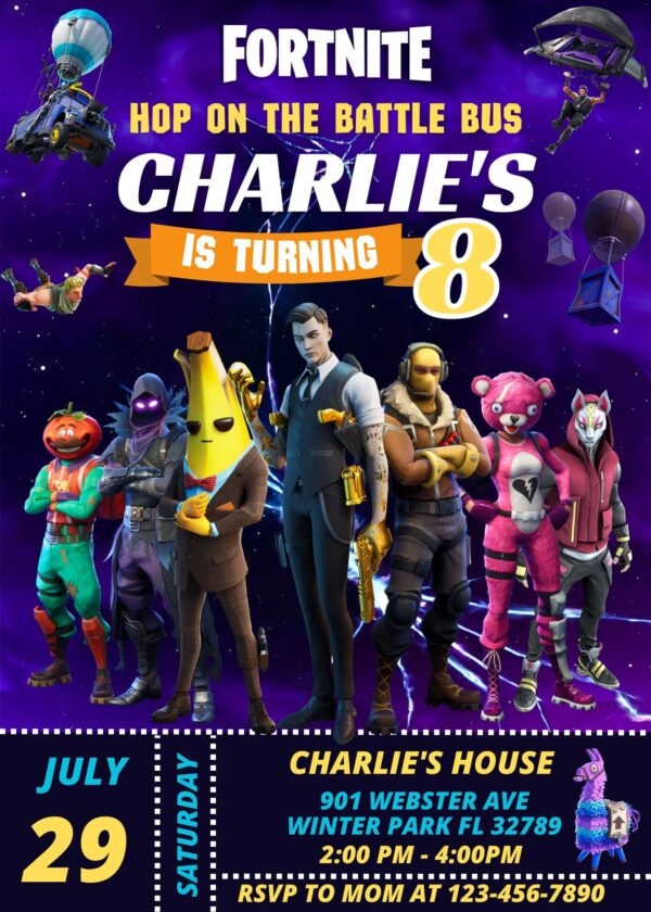 Editable Fortnite Birthday Invite Template Awesome Invitation