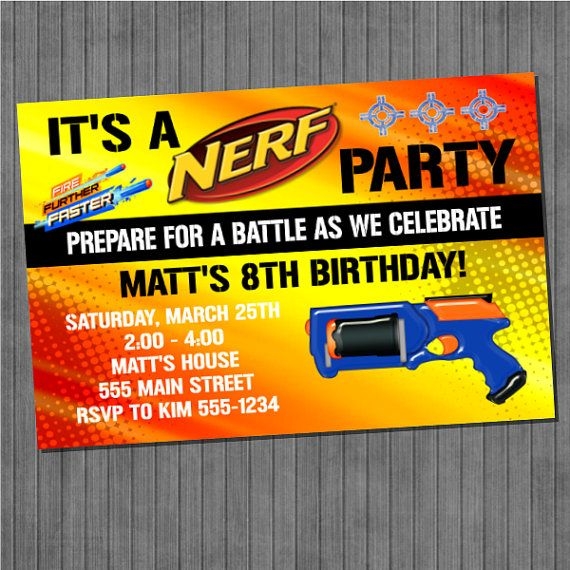 Editable Free Printable Nerf Gun Party Invitations Template Free 