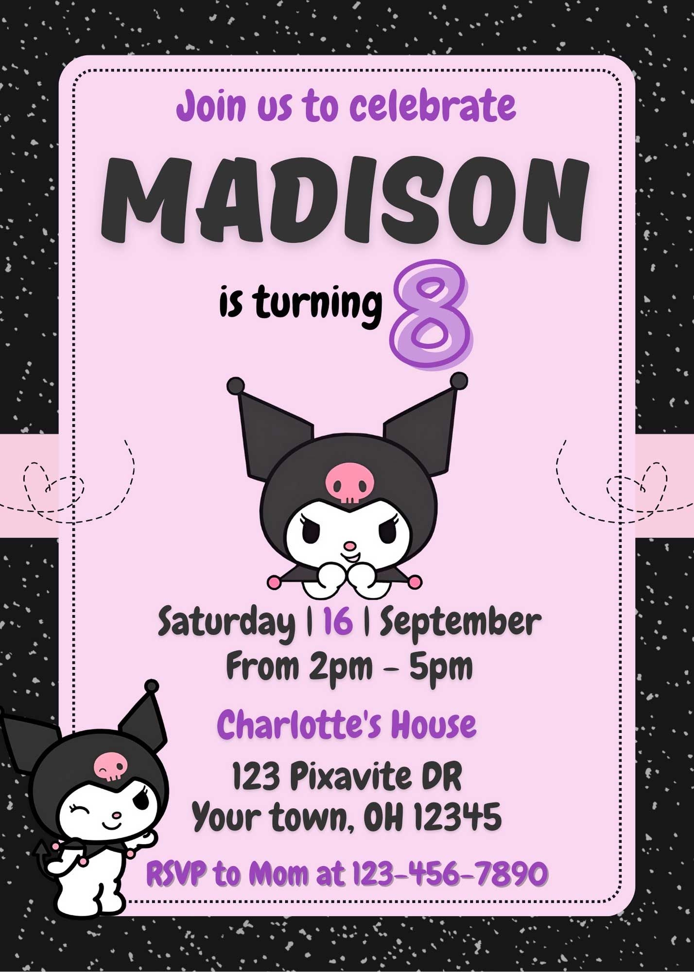 free kuromi invitation template