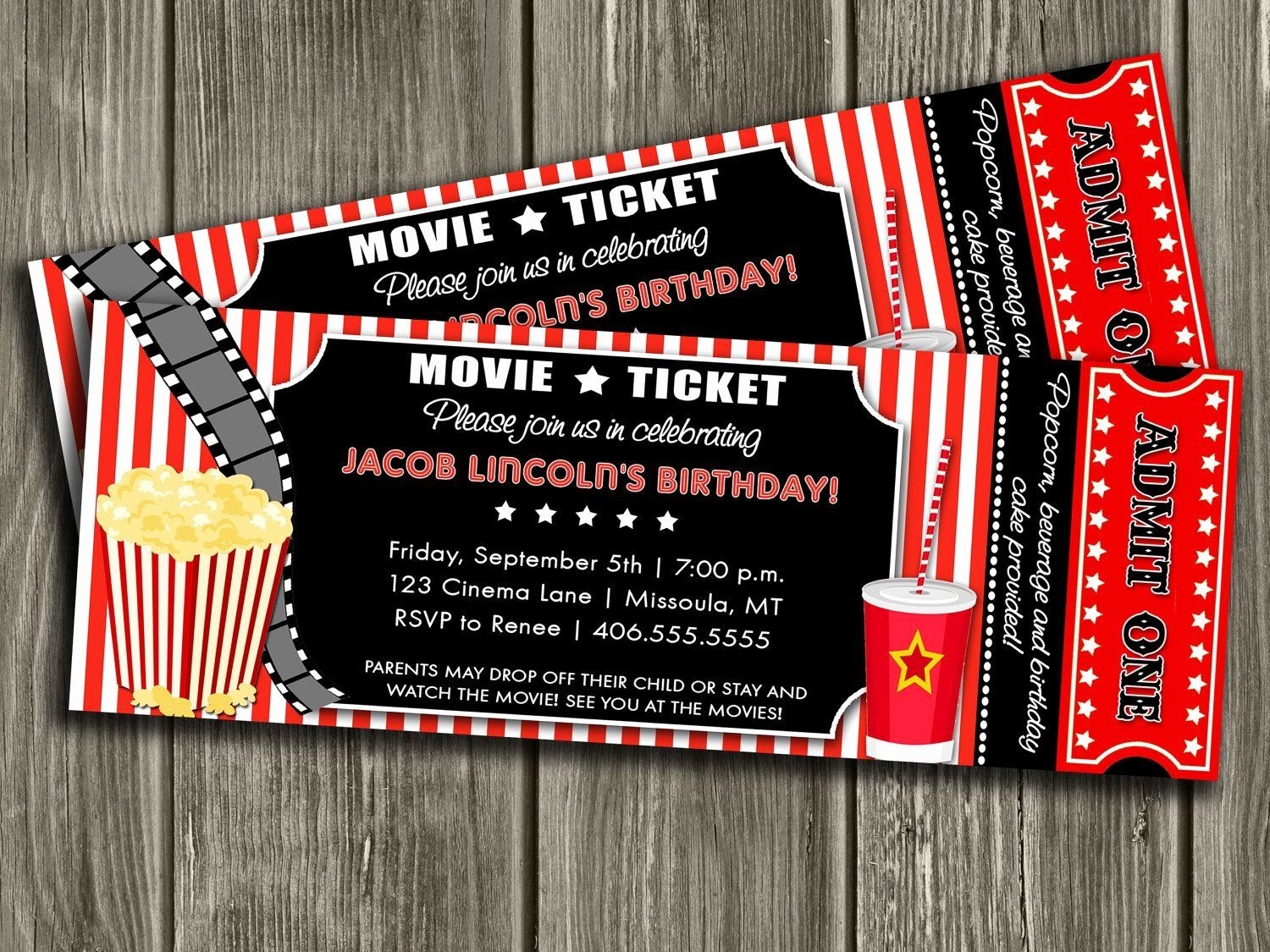 free editable movie ticket invitation template