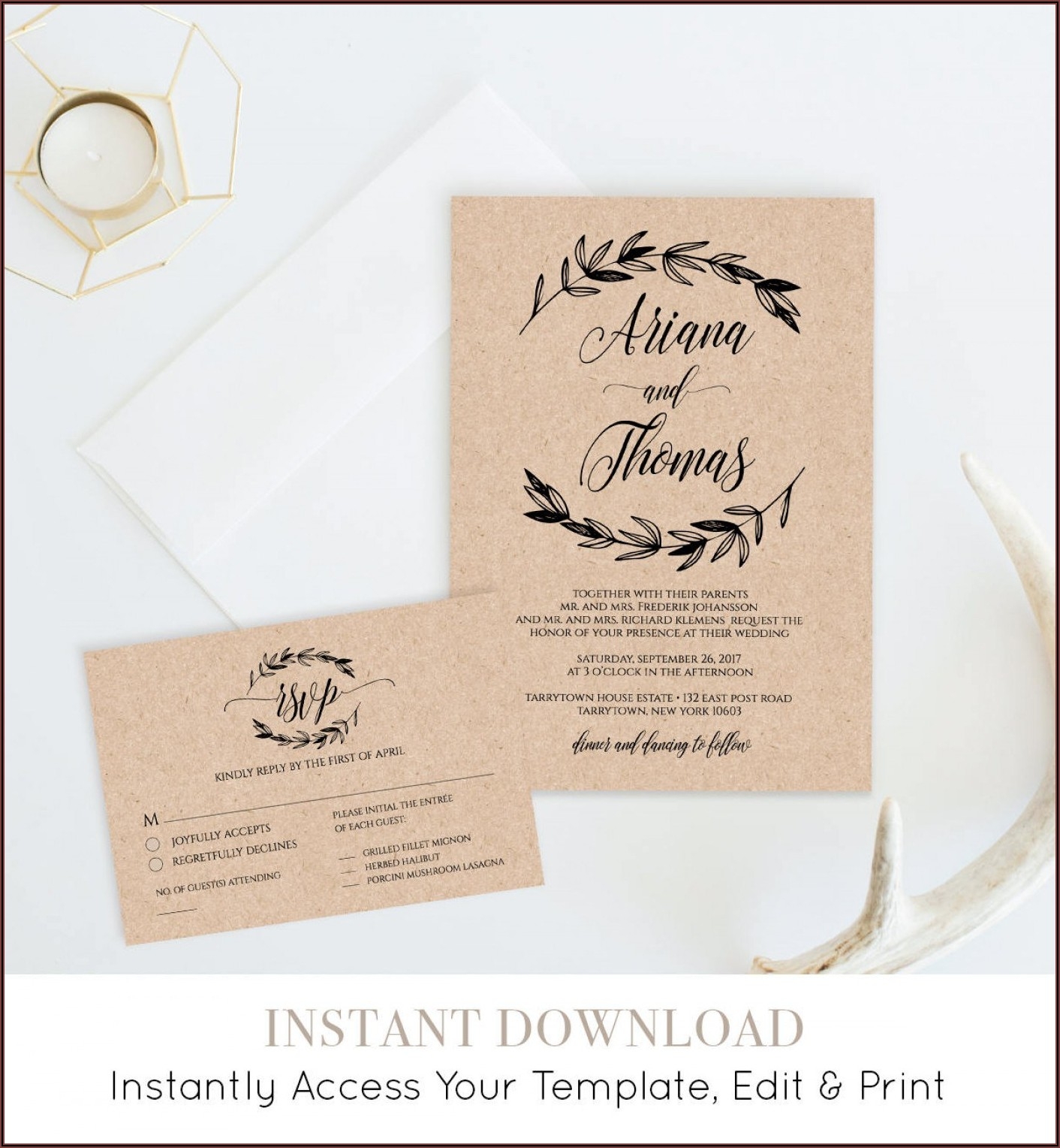 Editable Rustic Wedding Invitation Templates Free Download Template 1 