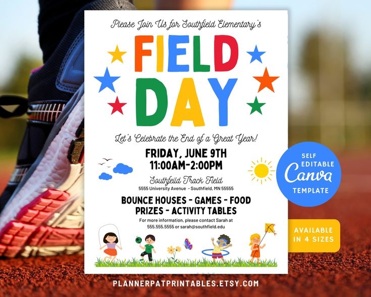 Editable School Field Day Flyer Template Olympic Fun Day Invite Canva
