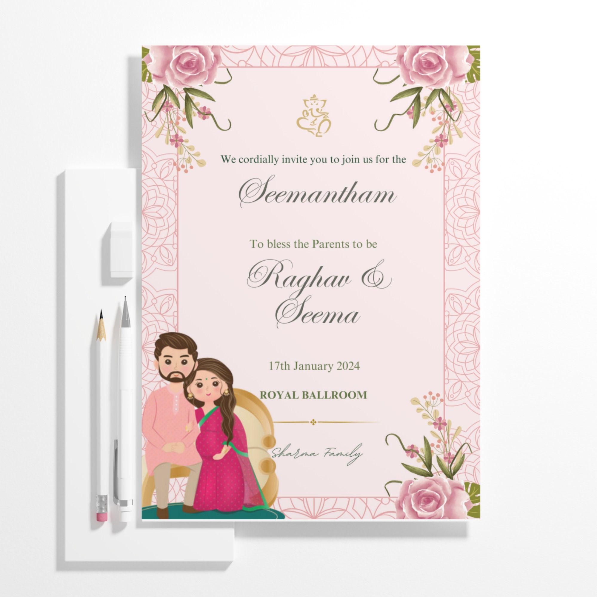 free editable seemantham invitation templates
