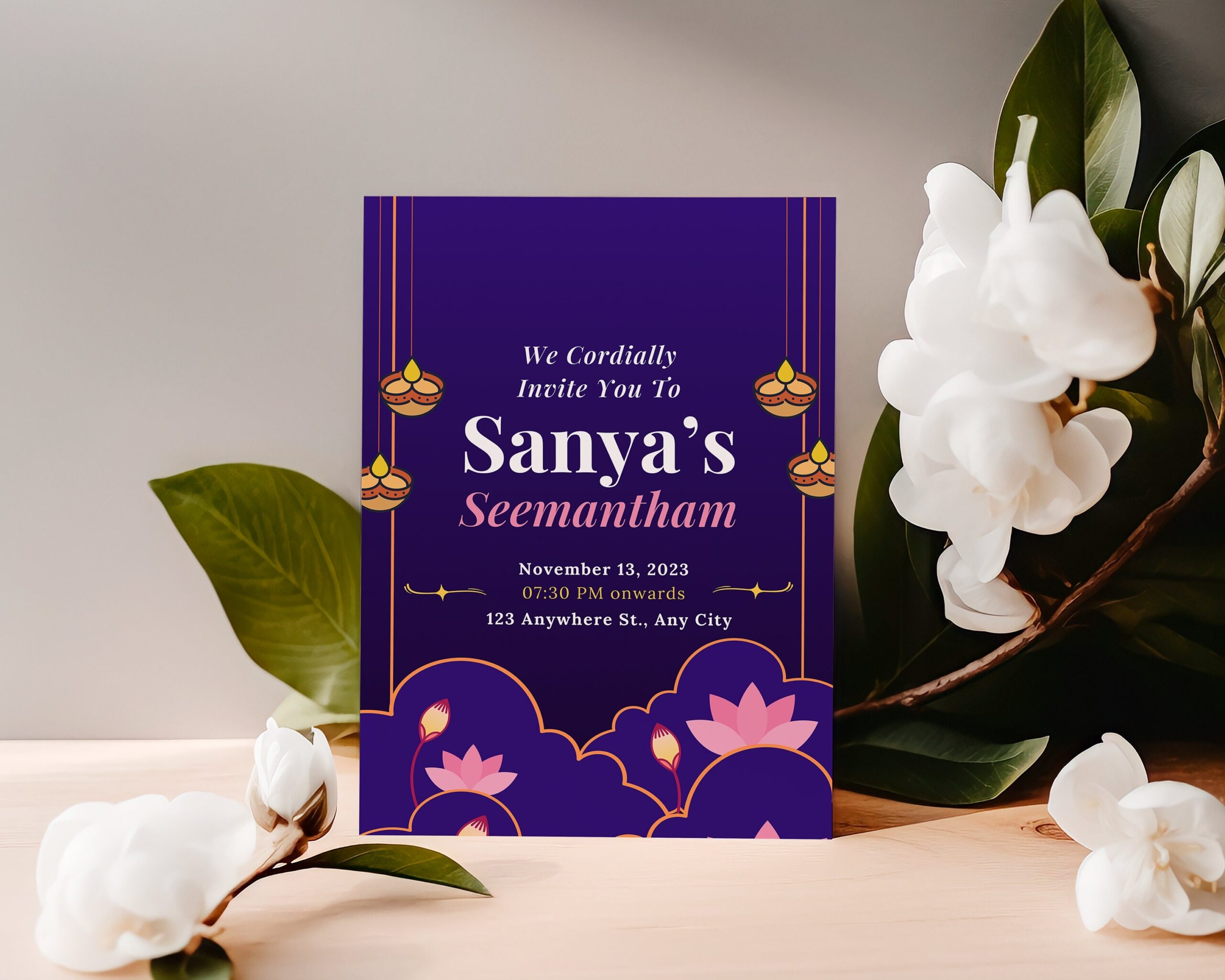 Editable Seemantham Invitation Template Seemantham Invite Printable 