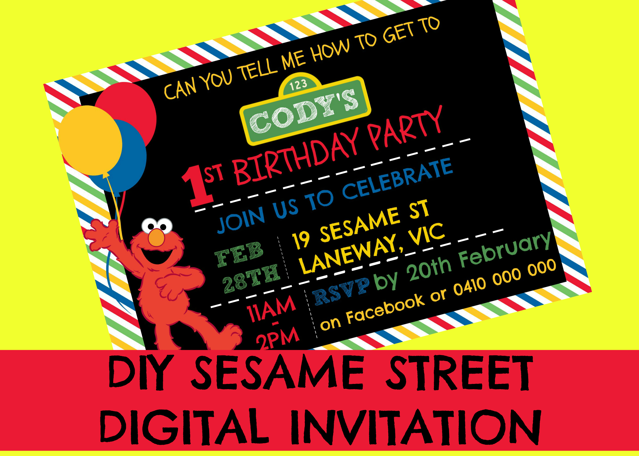 free editable sesame street invitation template