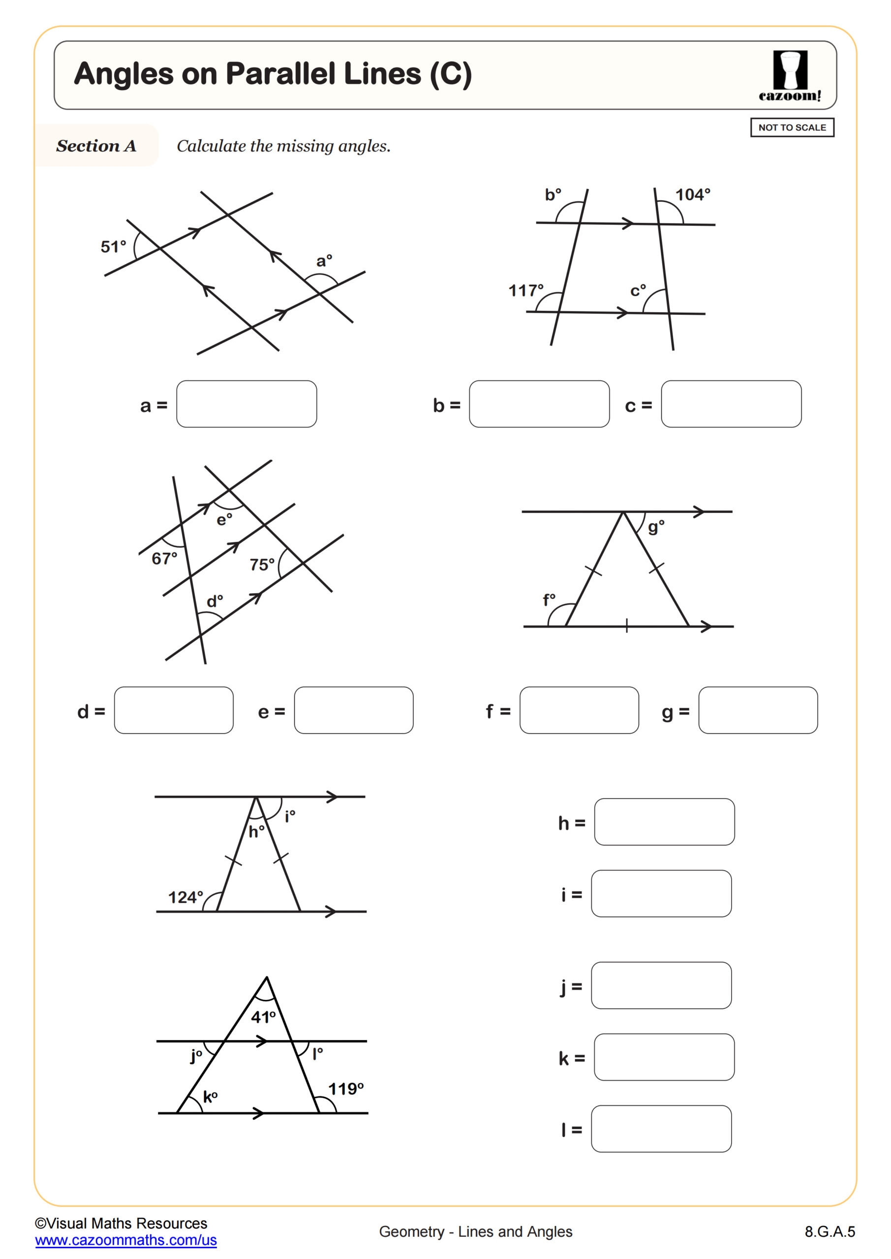 parallel lines transversal angles worksheet