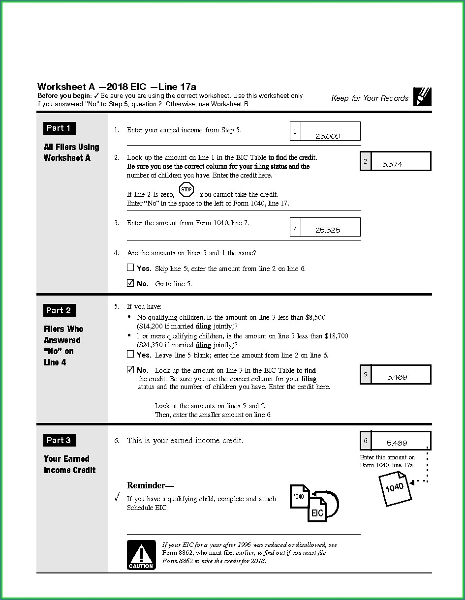 Eitc Worksheet A