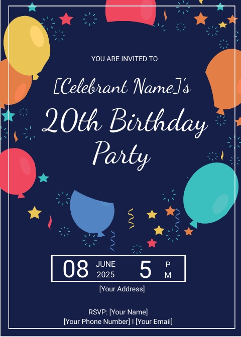 free beach birthday party invitation template