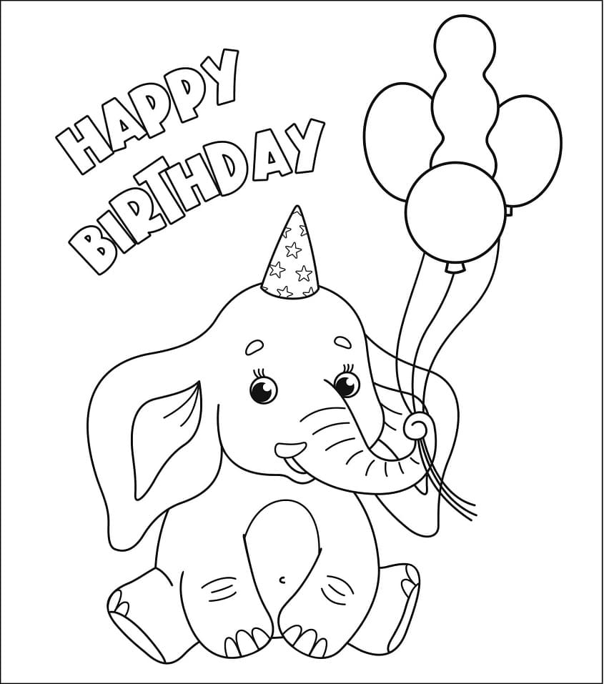 Elephant Birthday Coloring Page Free Printable Coloring Pages For Kids