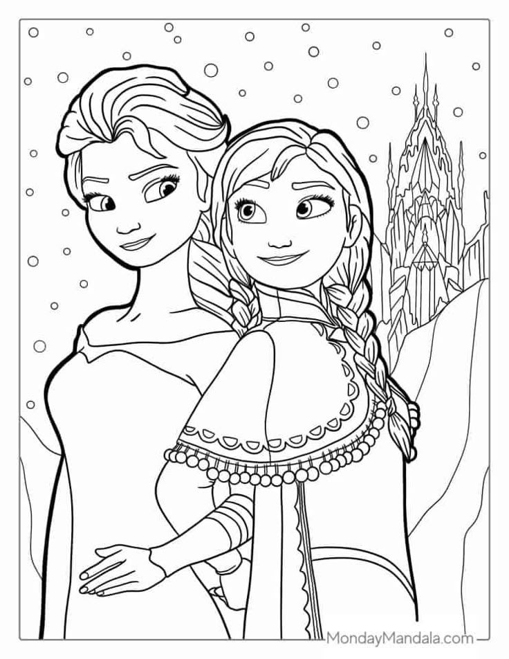 Elsa And Anna Coloring Page Frozen Coloring Pages Elsa Coloring 