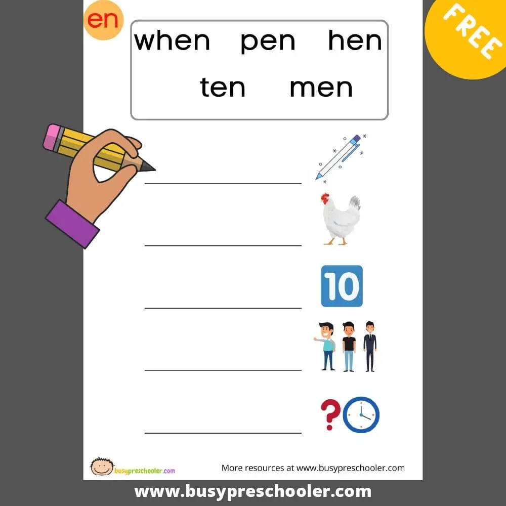En Word Family Worksheets Engaging Worksheet Activities