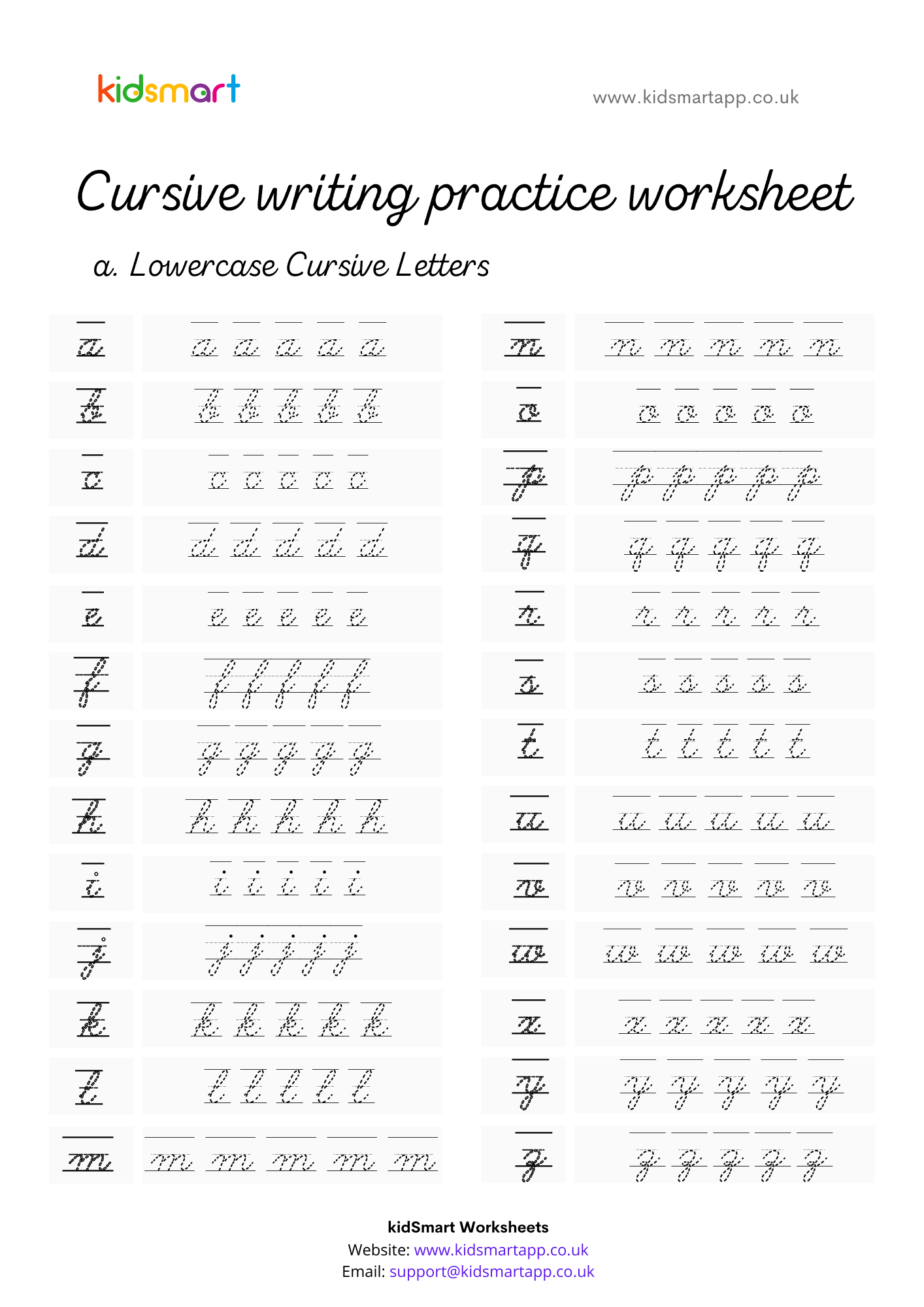 learning cursive writing worksheets