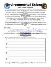 Environmental Science Environmental Science Merit Badge Workbook 