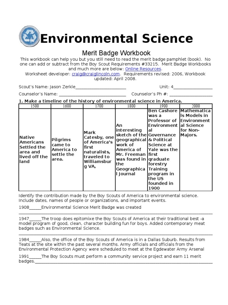 Environmental Science PDF Ecology Water Pollution Worksheets
