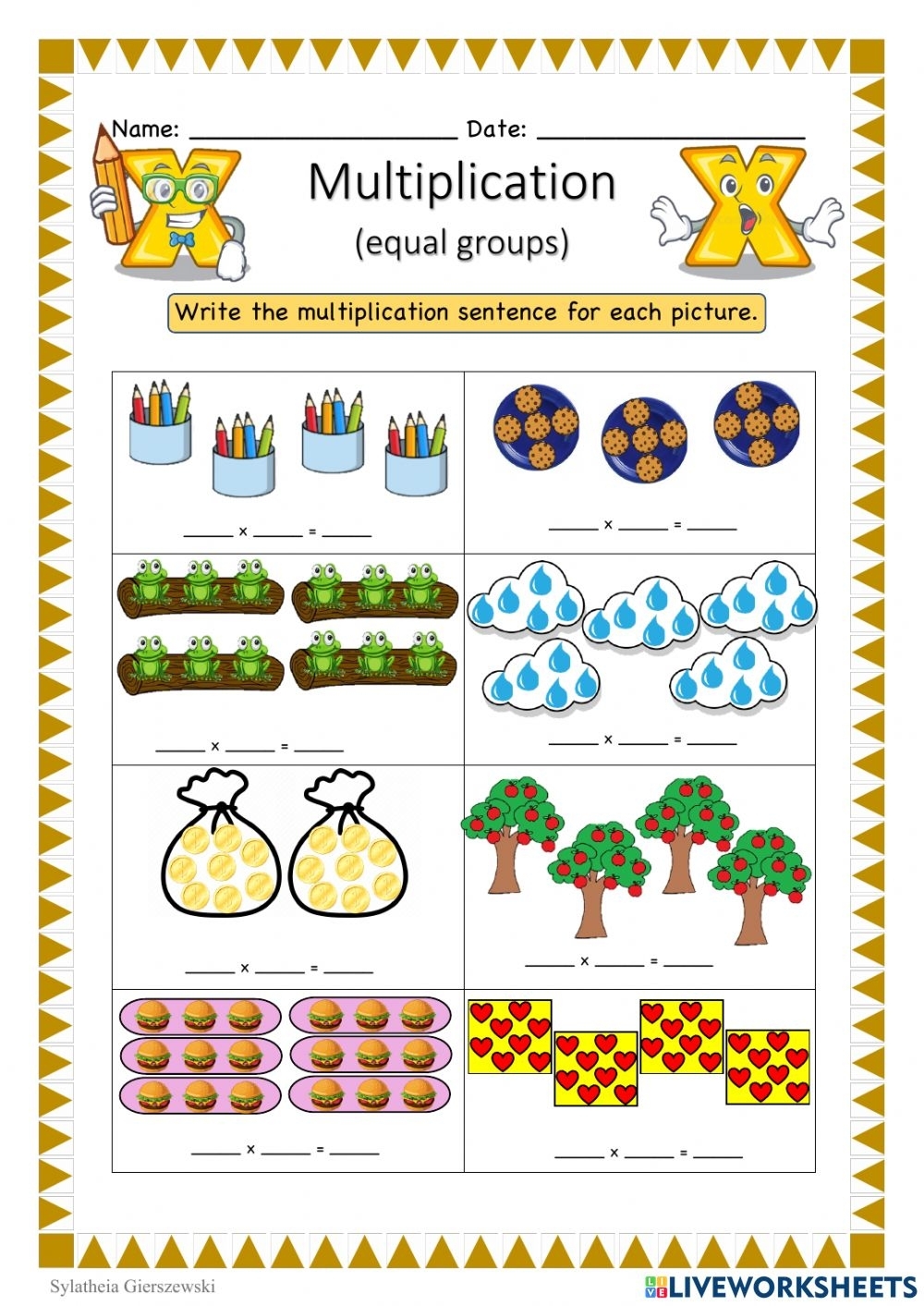 equal groups multiplication worksheets