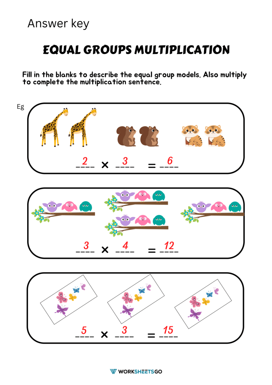 Equal Groups Multiplication Worksheets WorksheetsGO