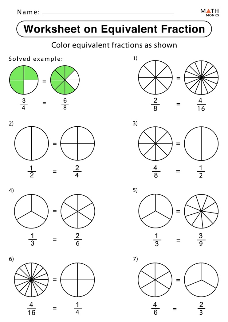 Equivalent Fractions Worksheets Math Monks FractionsWorksheets