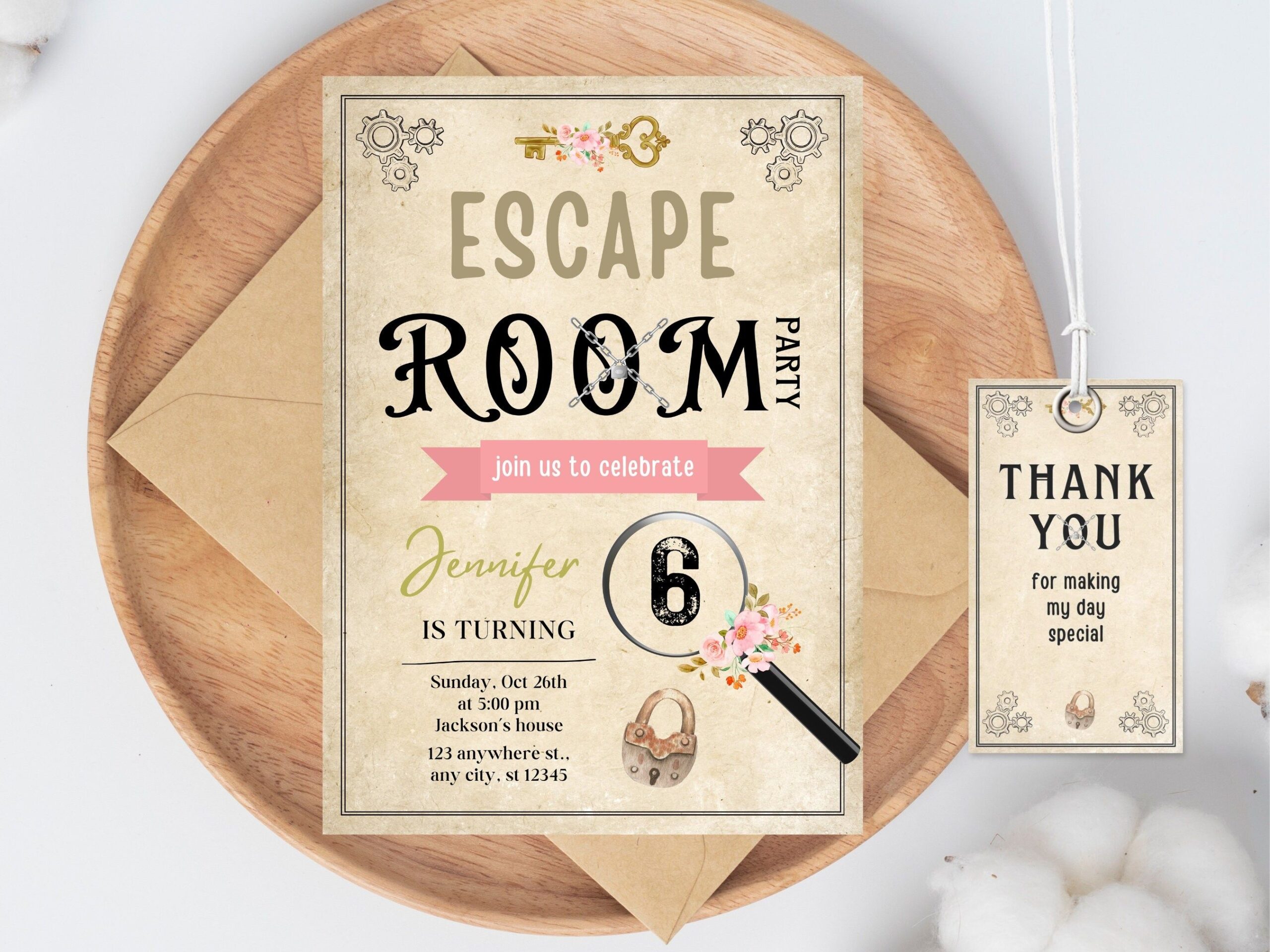 Escape Room Birthday Invitation Template Editable Escape Room Party