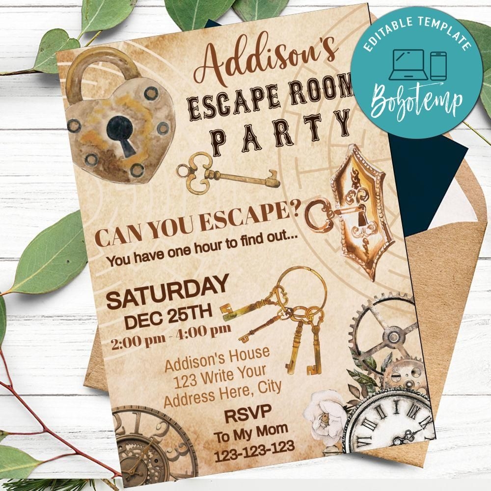 escape room party invite template