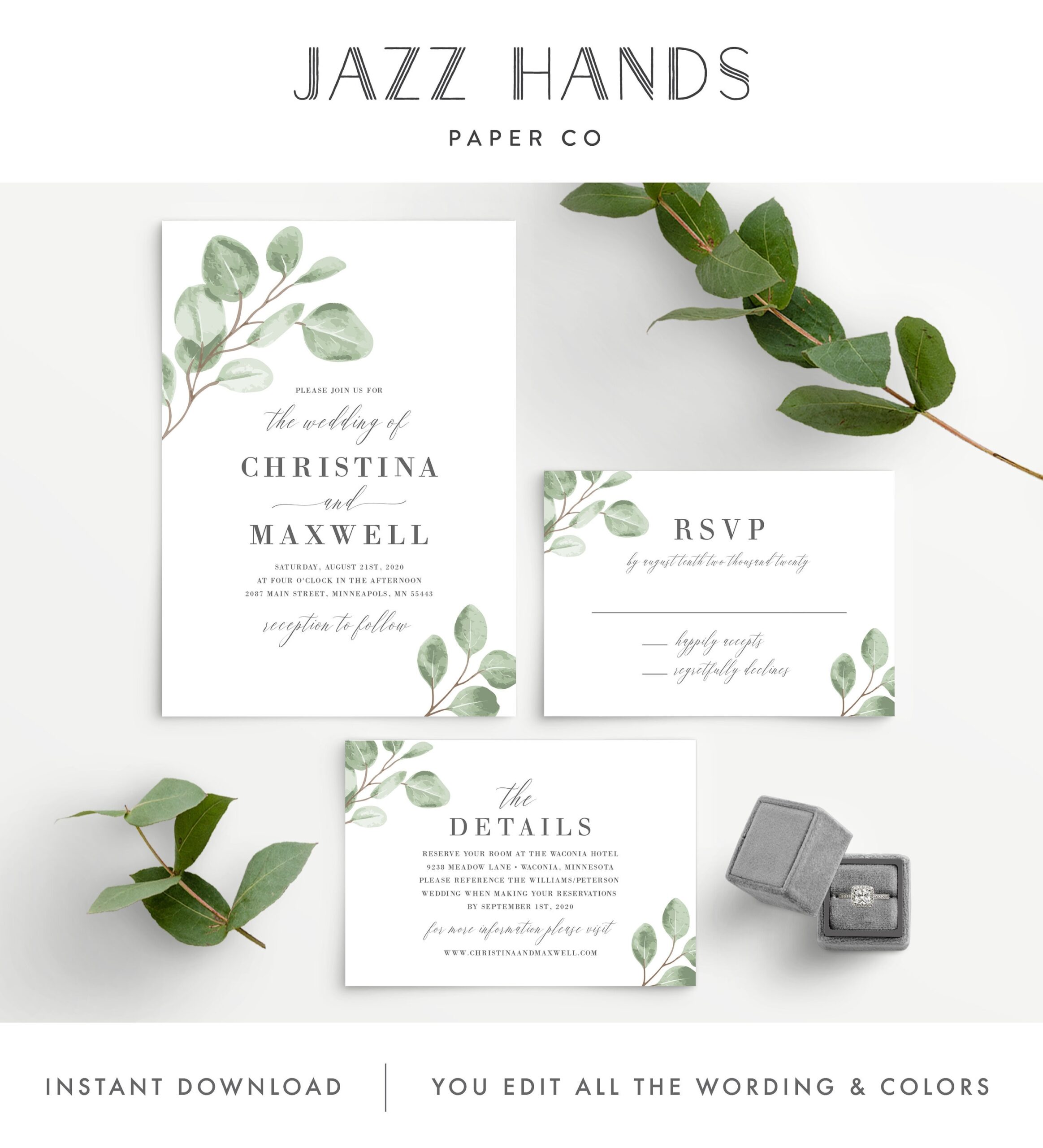 Eucalyptus Invitation Template Printable Word Searches