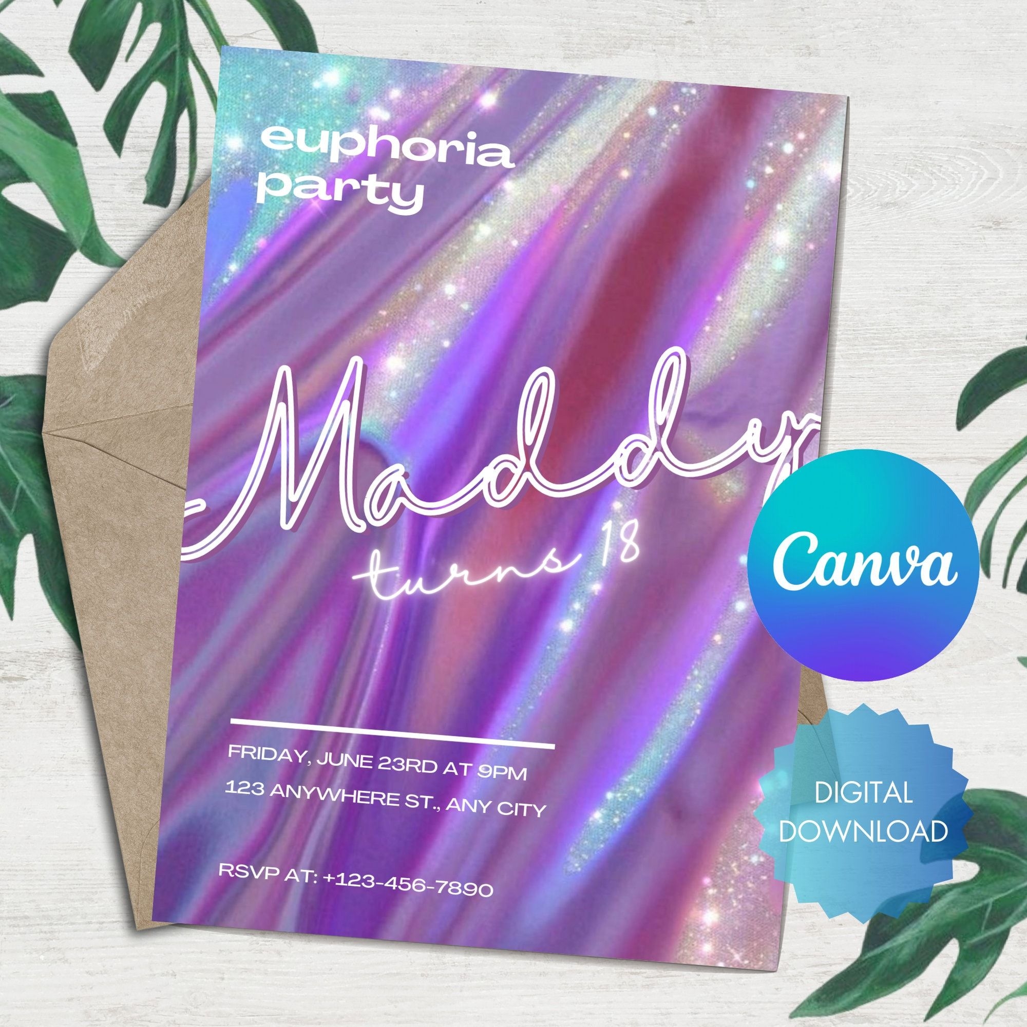 euphoria party invitation template