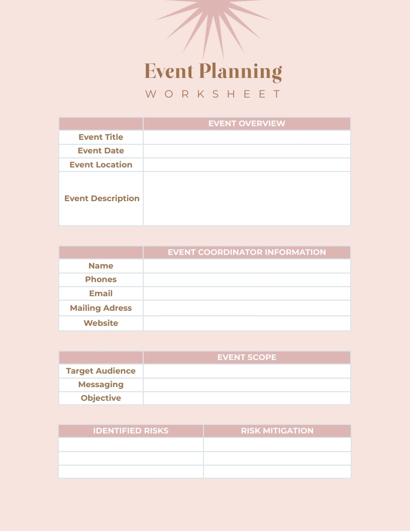 Event Planning Worksheet Template Visme Worksheets Library