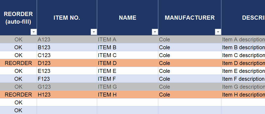 inventory worksheet excel