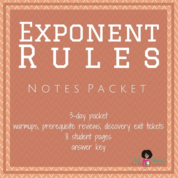 Exponent Rules Notes Packet PDF Worksheets Library