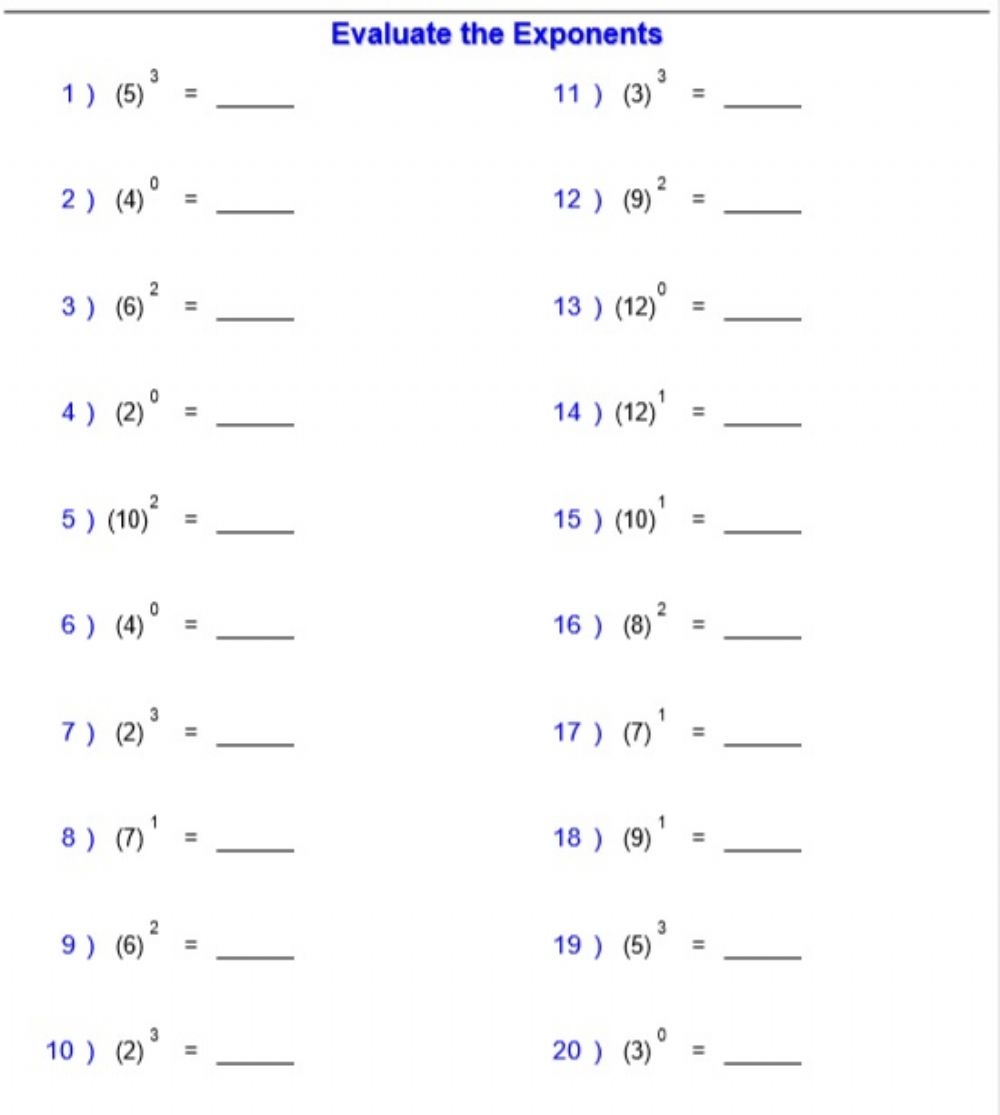 Exponents Order Of Operations Worksheet Order Of Operation Worksheets