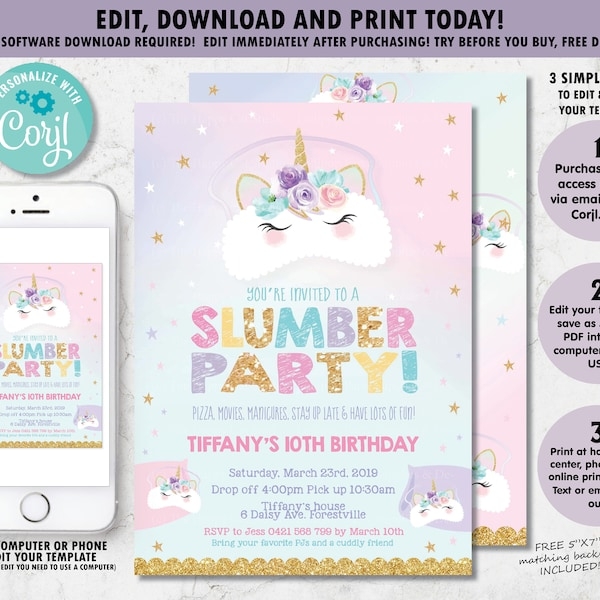 Eye Mask Invitation Template Etsy