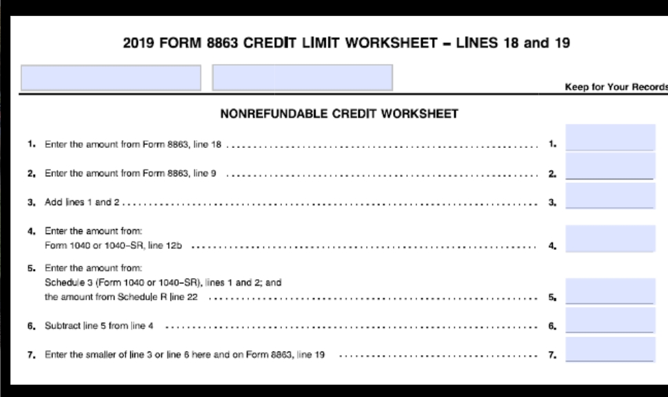 credit limit worksheet 8863