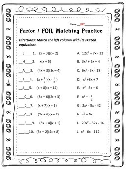 Factor FOIL Practice Activity By StefBub Worksheets Library