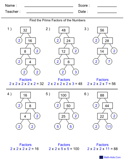Factor Trees Worksheets Gcse FactorWorksheets