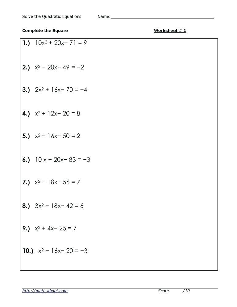 Factoring Quadratic Expressions A 1 Worksheet Quadraticworksheet
