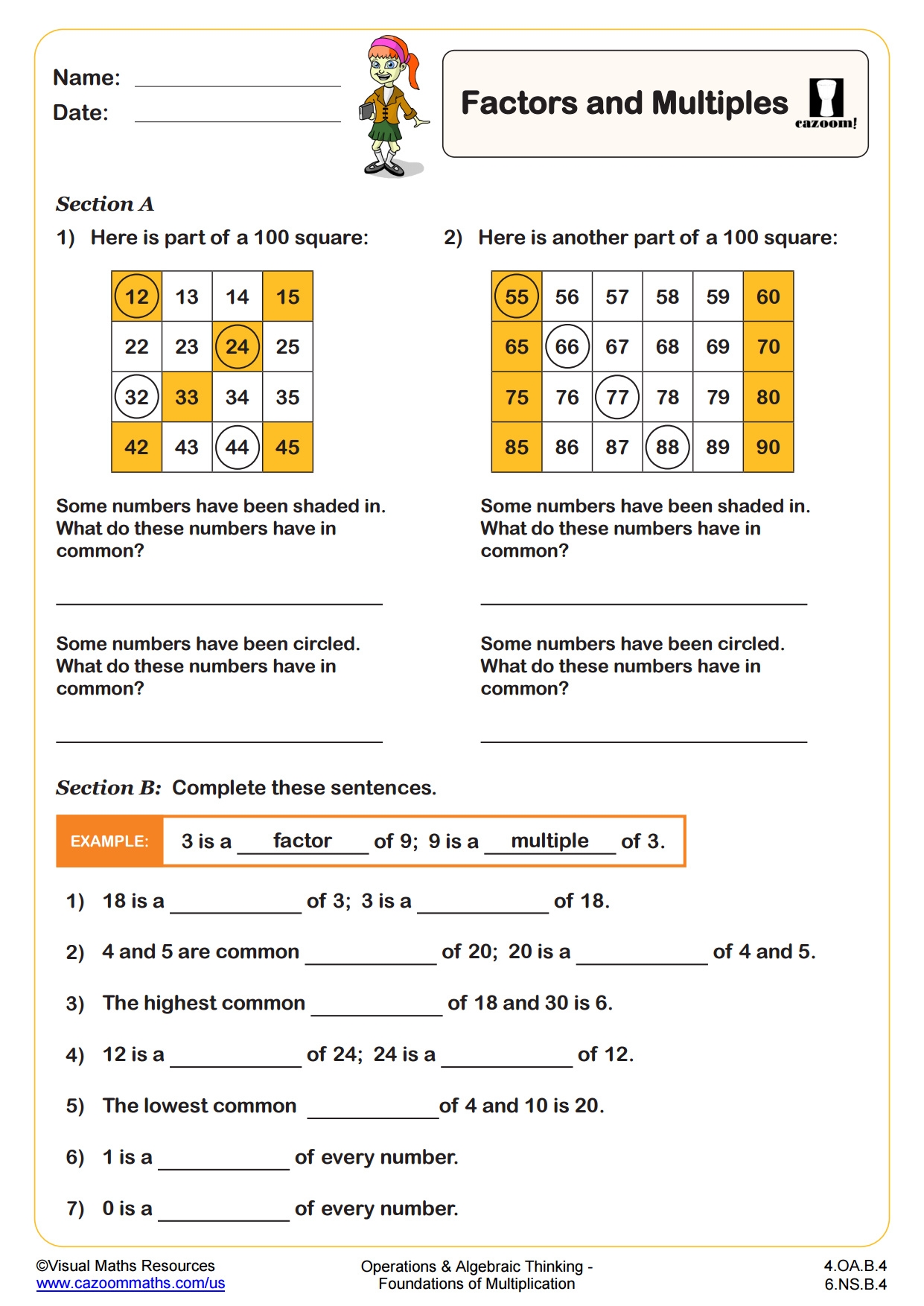 multiples and factors worksheet