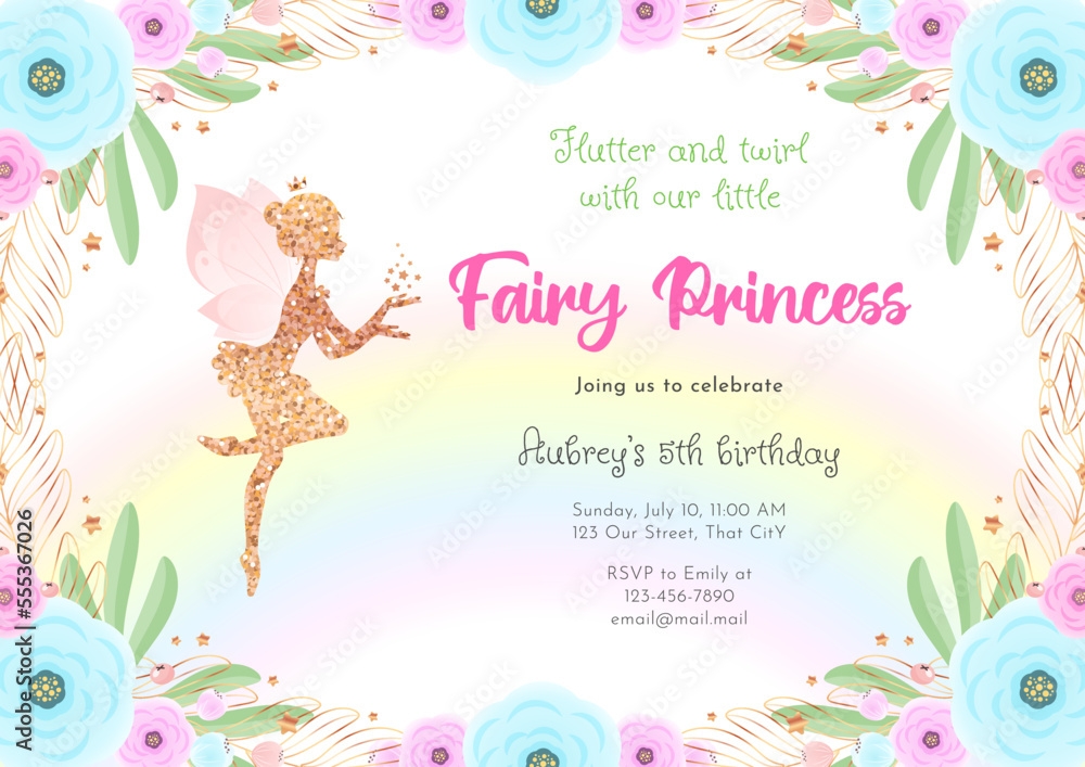 fairy birthday party invitation template
